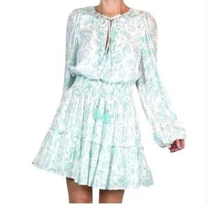 House of Harlow 1960 dress Ajay Blue Printed Long Sleeve Mini‎